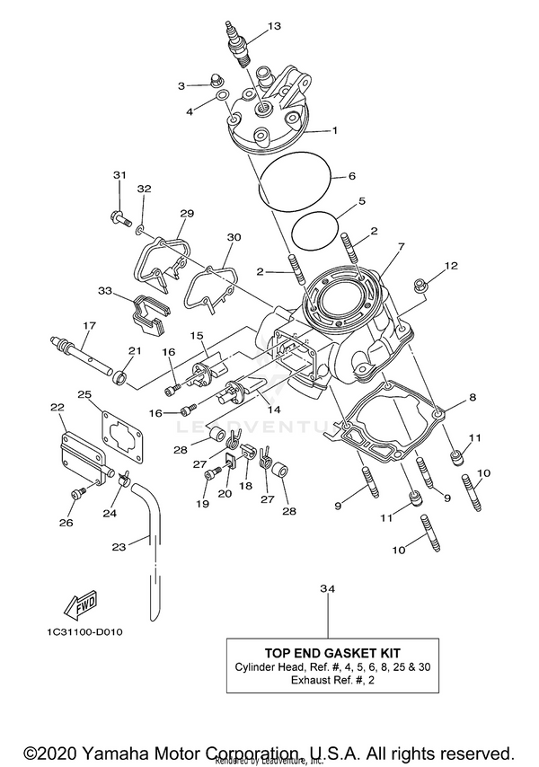 Yamaha parts diagram for 1C3-W0001-00-00 - Ref #34