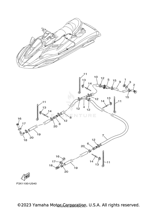 Yamaha parts diagram for F3X-U2249-00-00 - Ref #8