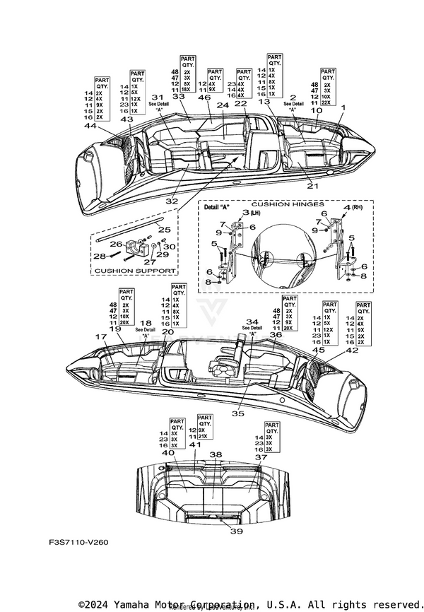 Yamaha parts diagram for F3S-U3724-40-00 - Ref #38