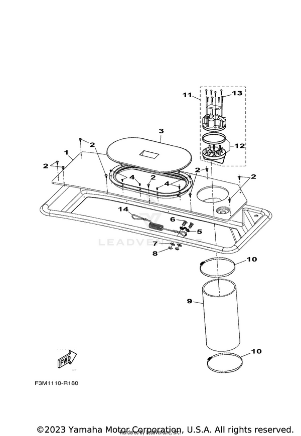 Yamaha parts diagram for F0R-67609-09-00 - Ref #12