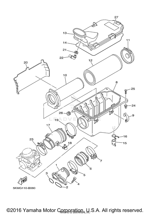 Yamaha parts diagram for 5KM-13596-00-00 - Ref #6