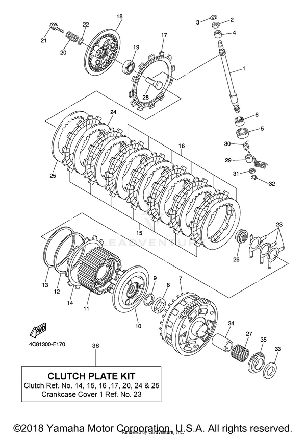 Yamaha parts diagram for 4C8-W001G-00-00 - Ref #36