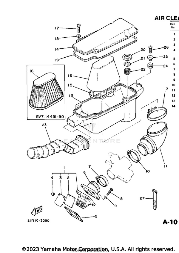 Yamaha parts diagram for 345-13610-20-00 - Ref #1