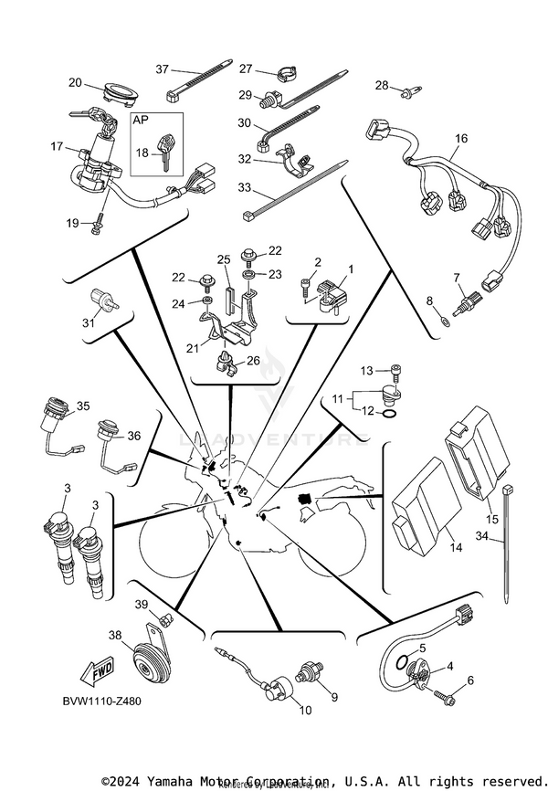 Yamaha parts diagram for 90179-06018-00 - Ref #39