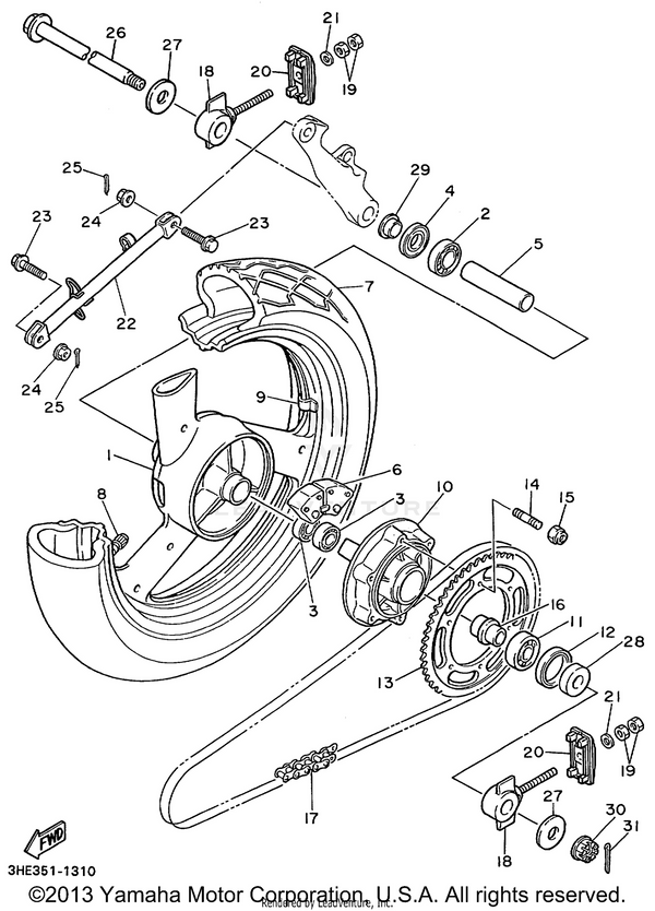 Yamaha parts diagram for 3HH-22174-00-00 - Ref #20
