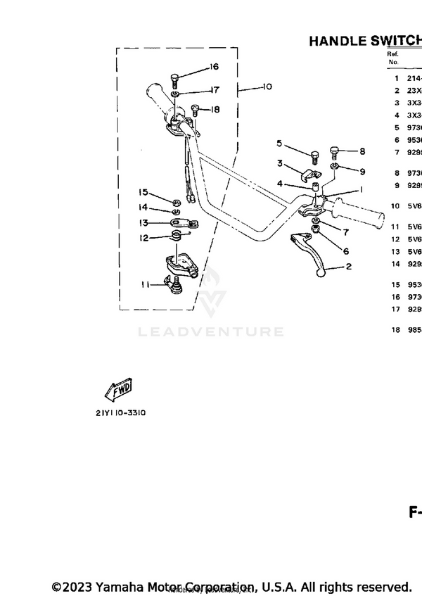 Yamaha parts diagram for 214-82911-01-00 - Ref #1