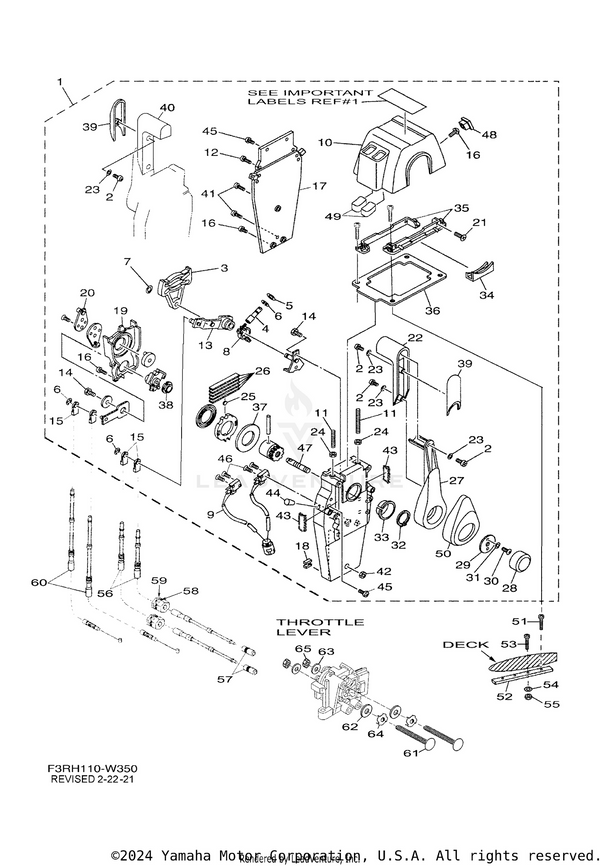 Yamaha parts diagram for F2C-U1460-00-00 - Ref #57