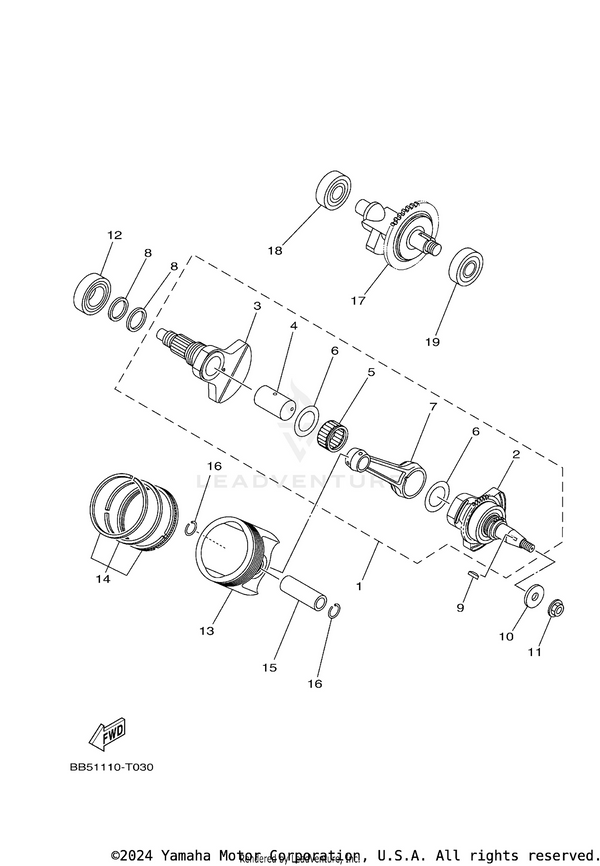 Yamaha parts diagram for 93450-22027-00 - Ref #16