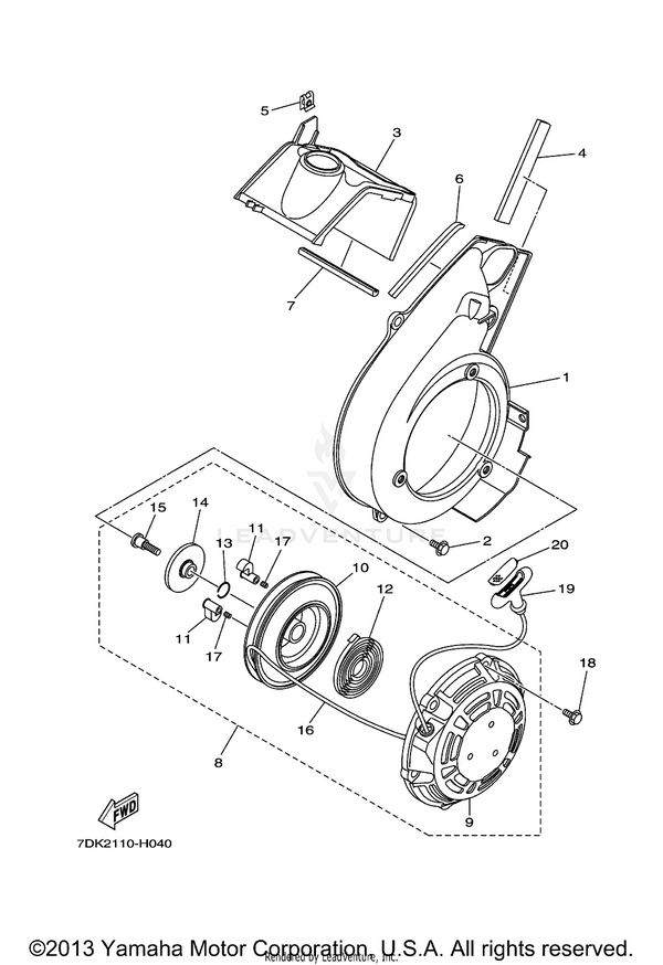 Yamaha parts diagram for 7DX-E2621-01-00 - Ref #1