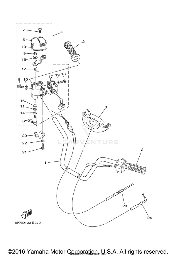 Yamaha parts diagram for 5KM-26331-10-00 - Ref #24