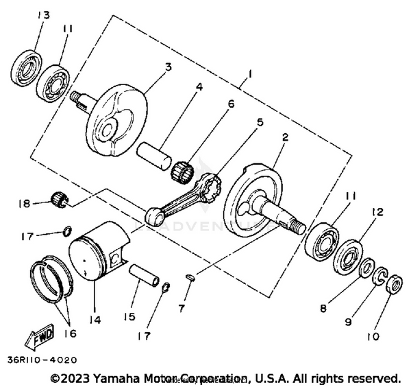 Yamaha parts diagram for 93450-11021-00 - Ref #17