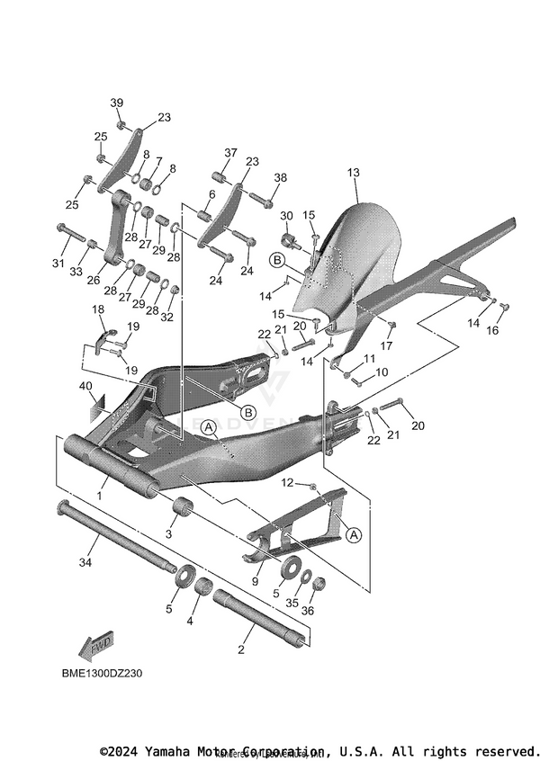 Yamaha parts diagram for 90201-08052-00 - Ref #22