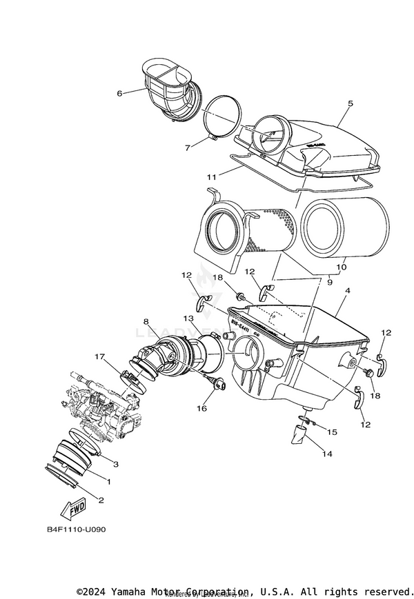 Yamaha parts diagram for B16-E4424-00-00 - Ref #12