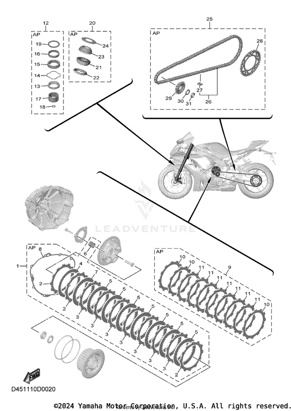 Yamaha parts diagram for B3L-W001A-00-00 - Ref #25