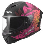 Rapid III Poppies Full Face Motorcycle Helmet Matte Black Pink