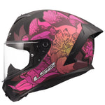 Rapid III Poppies Full Face Motorcycle Helmet Matte Black Pink