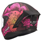 Rapid III Poppies Full Face Motorcycle Helmet Matte Black Pink