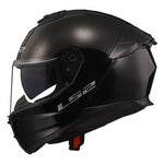 Stream II Solid Full Face Motorcycle Helmet W/ SunShield Gloss Black