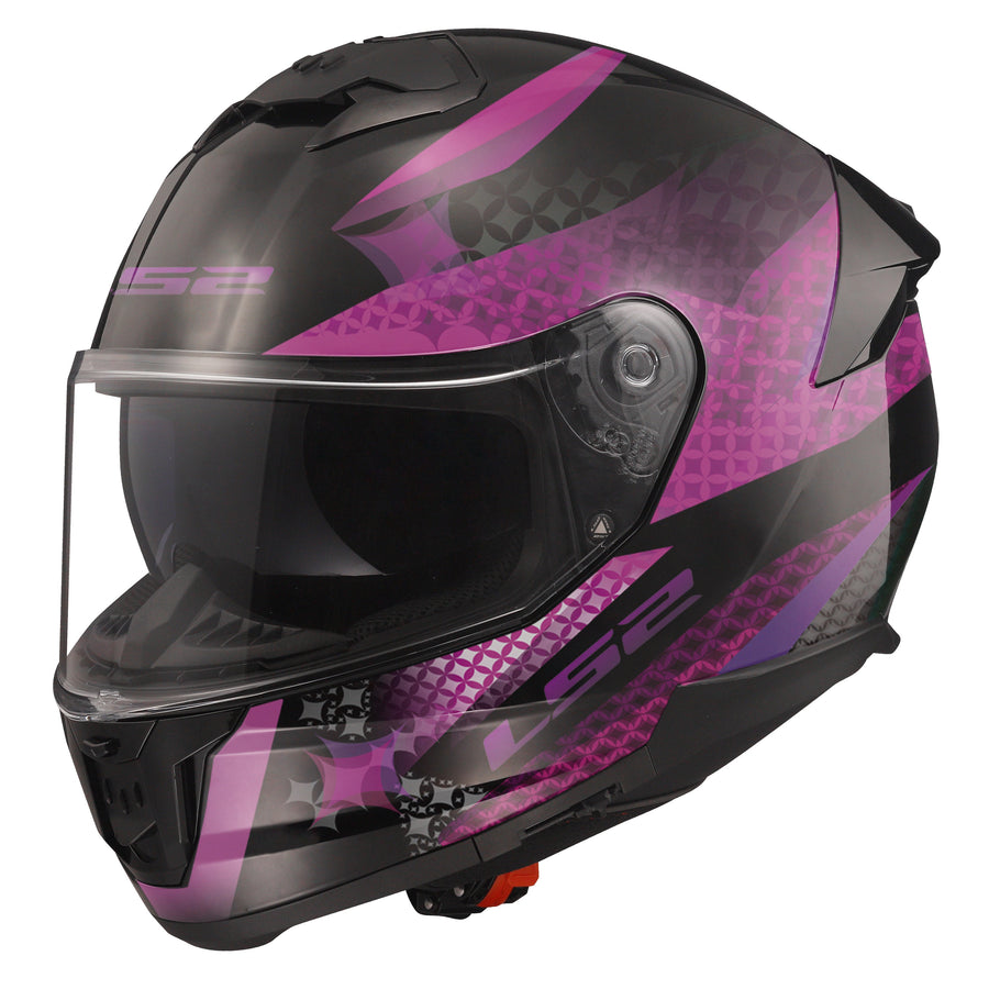 Stream II Lux Full Face Motorcycle Helmet W/ SunShield Matte Black Pink