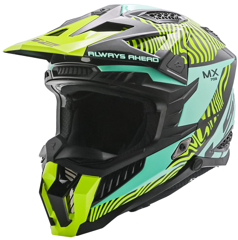 X Force Fan Full Face MX Motorcycle Helmet Black Blue Yellow