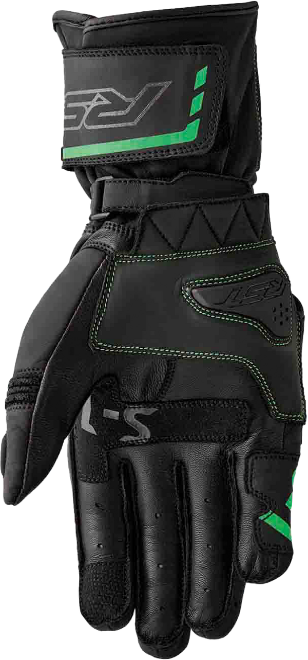 S1 GLOVE BLK/FLO-GREEN LEATHER