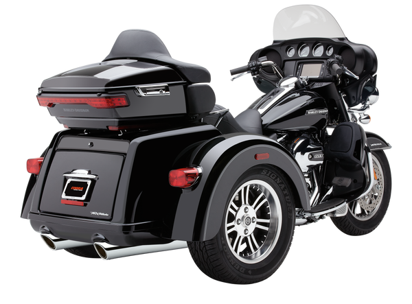 909-TWINS 4" SLIP-ONS BLACK TRI-GLIDE 09-25