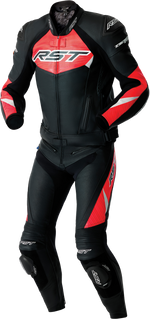 TRACTECH EVO D3O JACKET BLK/FLO RED LEATHER