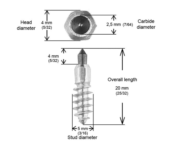 3/4"-20MM STANDARD SCREW STUDS QTY 200 | ST-20200R