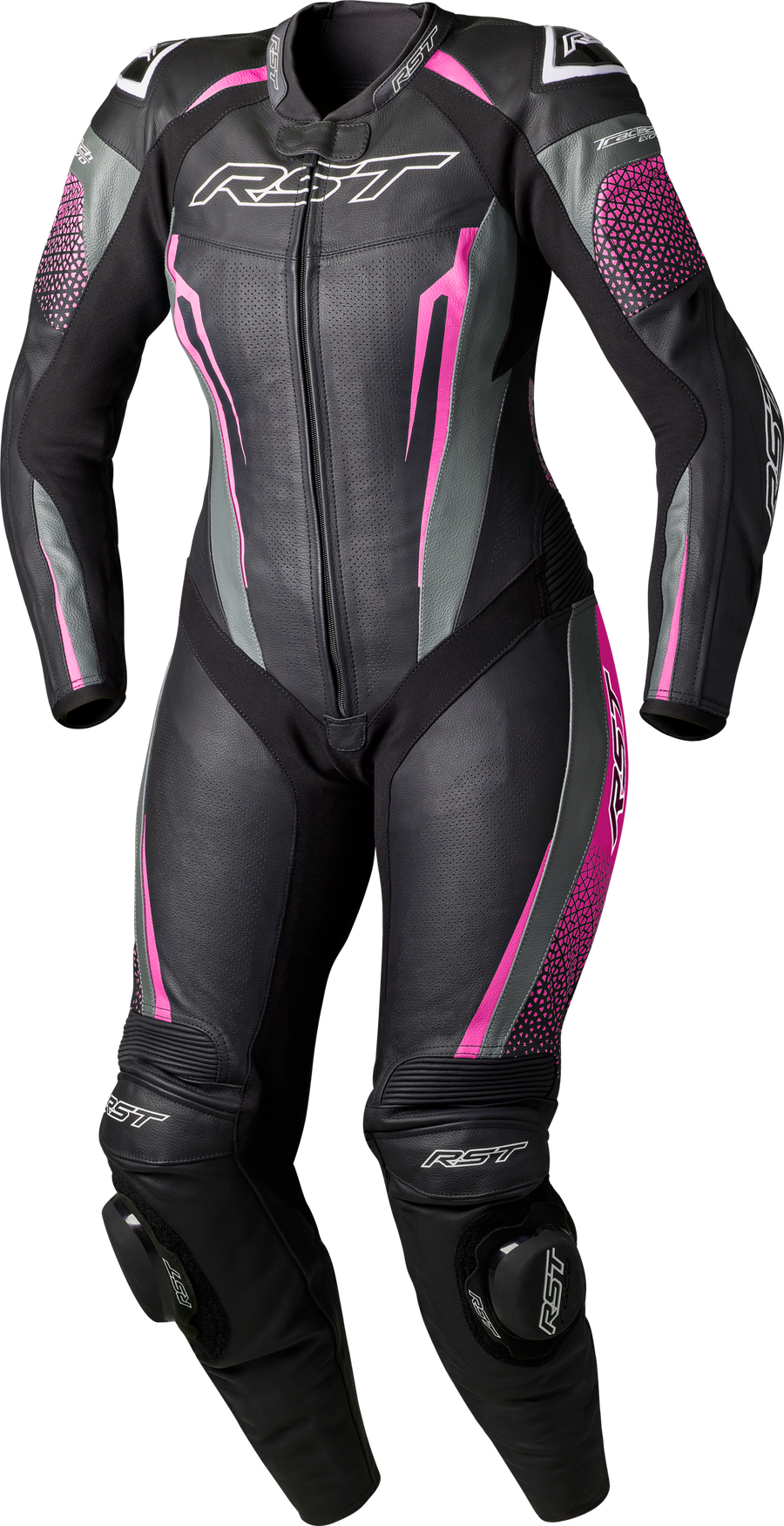 WOMENS TRACTECH EVO D3O SUIT BLACK/PINK LEATHER