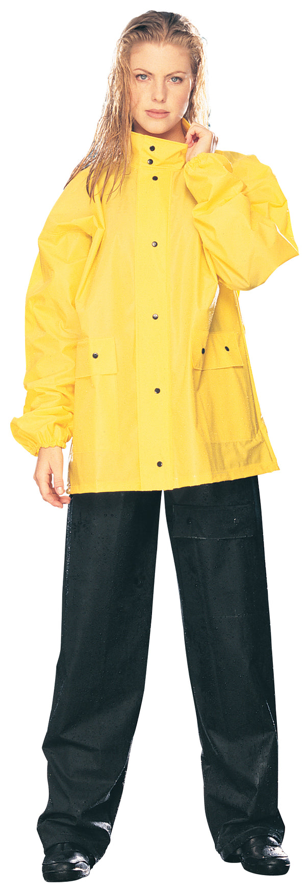 2pc PVC RAINSUIT YL/BK