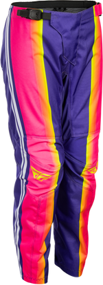 YOUTH F-16 RAZE PANTS PURPLE/PINK/YELLOW SZ 22