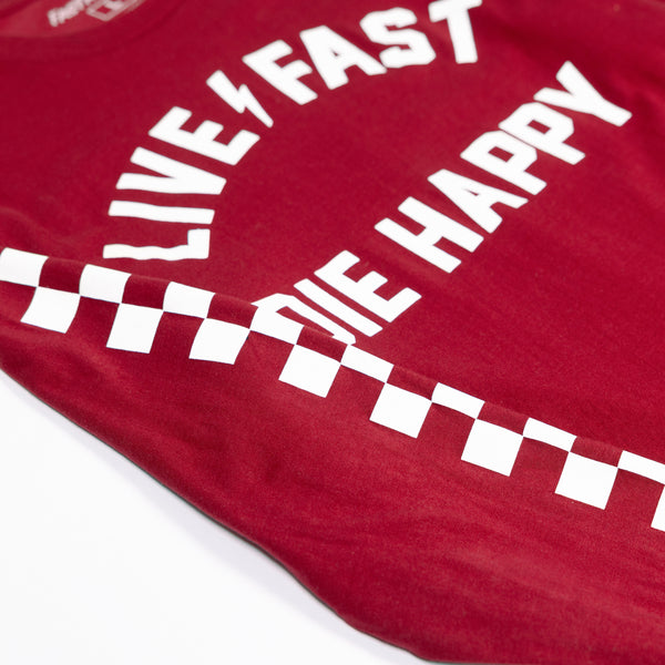 DIE HAPPY LS TEE CARDINAL 2X