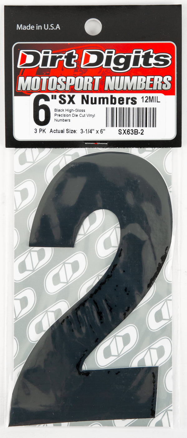 #2 6" BLACK SUPER X DIGITS 3/PK