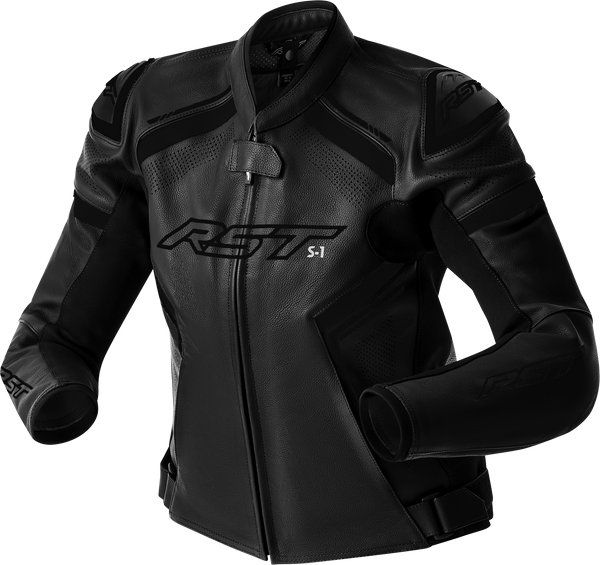 WOMENS S1 D3O LEATHER JACKET BLACK/BLACK