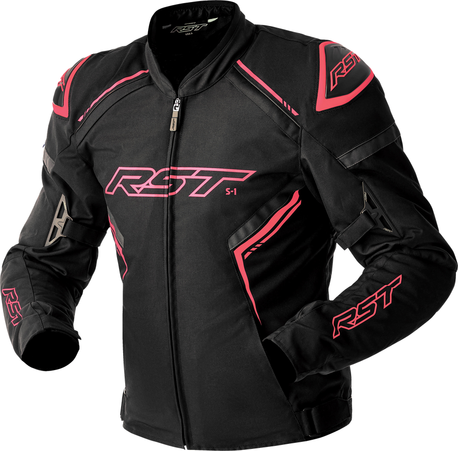 WOMENS S1 D3O TEXTILE JACKET BLK/FLO PINK
