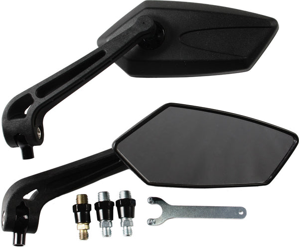GT STYLE COMPOSITE MIRRORS BLACK PAIR