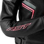 WOMENS S1 D3O LEATHER JACKET BLK/FLO PINK