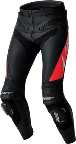 TRACTECH EVO D3O PANTS BLK/FLO RED LEATHER