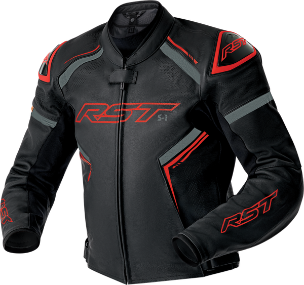 S1 D3O LEATHER JACKET BLK/GRY/RED