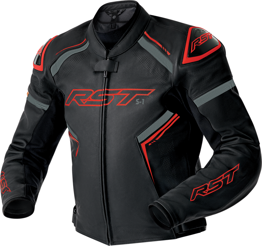 S1 D3O LEATHER JACKET BLK/GRY/RED XL