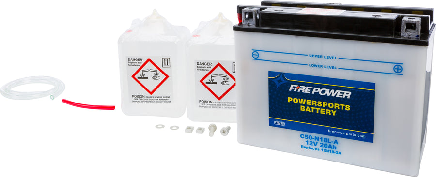 BATTERY W/ACID C50-N18L-A 12V HEAVY DUTY