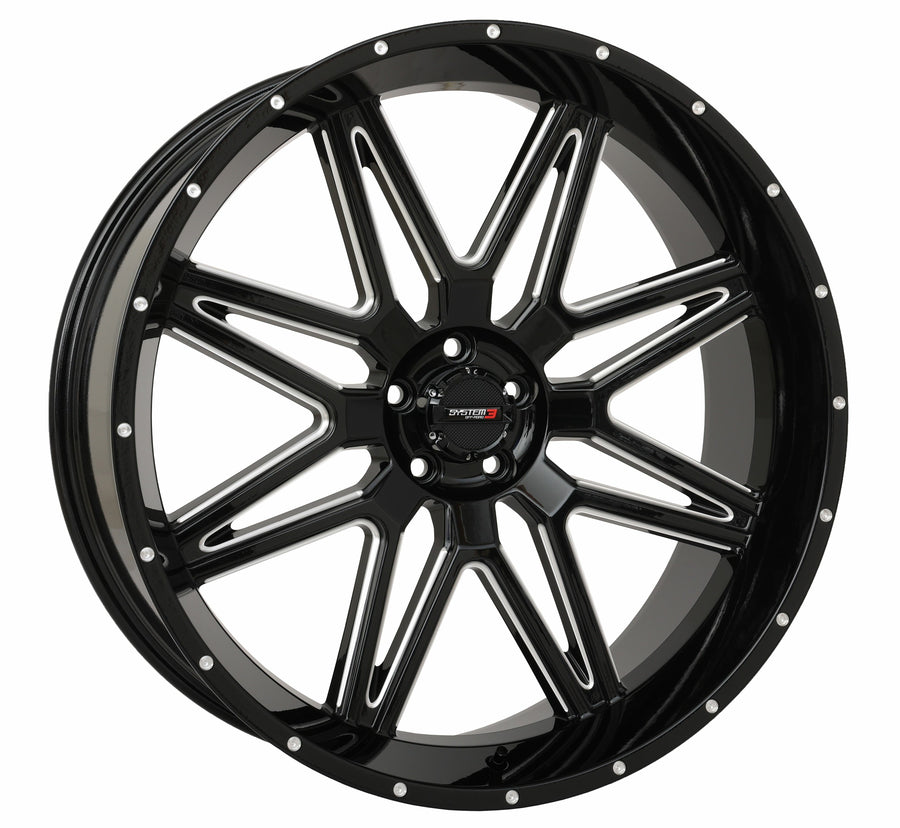 ST7 WHEEL 24X9 5+4 (0MM) 5/4.5 GLOSS BLACK MILLED | 24S3-7255