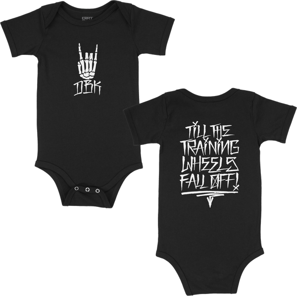 TRAINING WHEELS ONESIE BLACK 12 MONTH