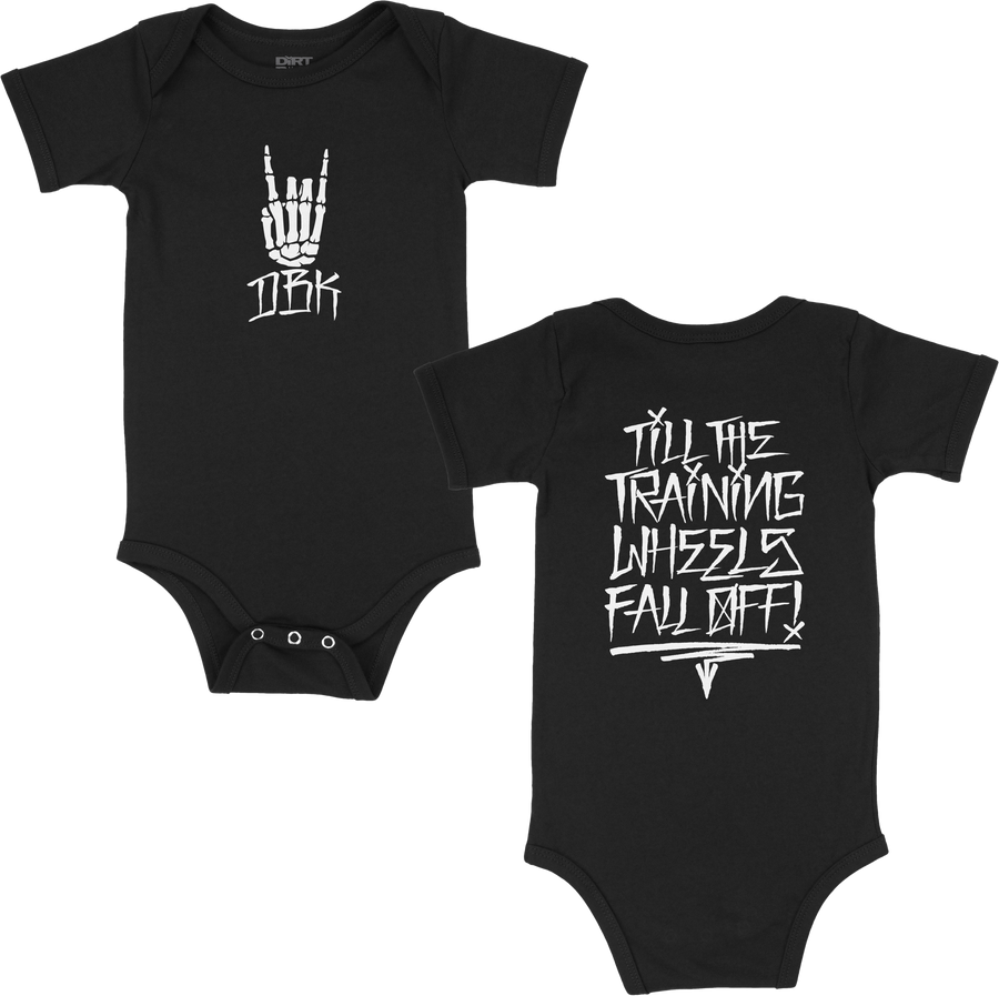 TRAINING WHEELS ONESIE BLACK 12 MONTH