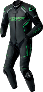 S1 D3O SUIT BLK/GRY/FLO GRN LEATHER MD
