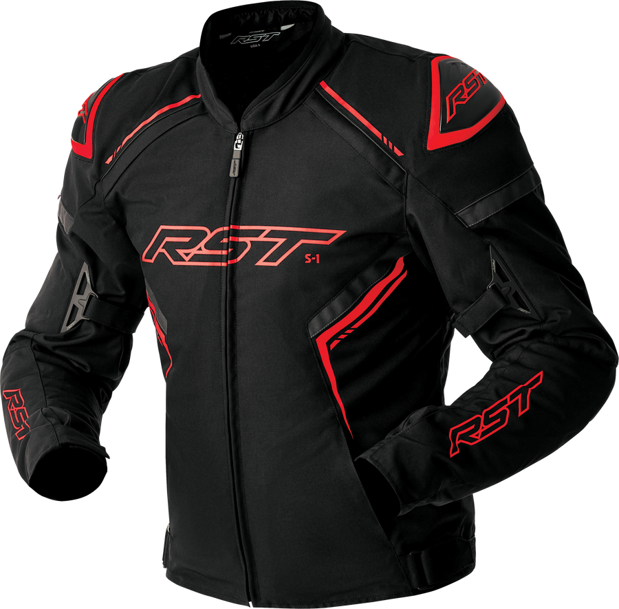 S1 D3O TEXTILE JACKET BLACK/GREY/RED SM