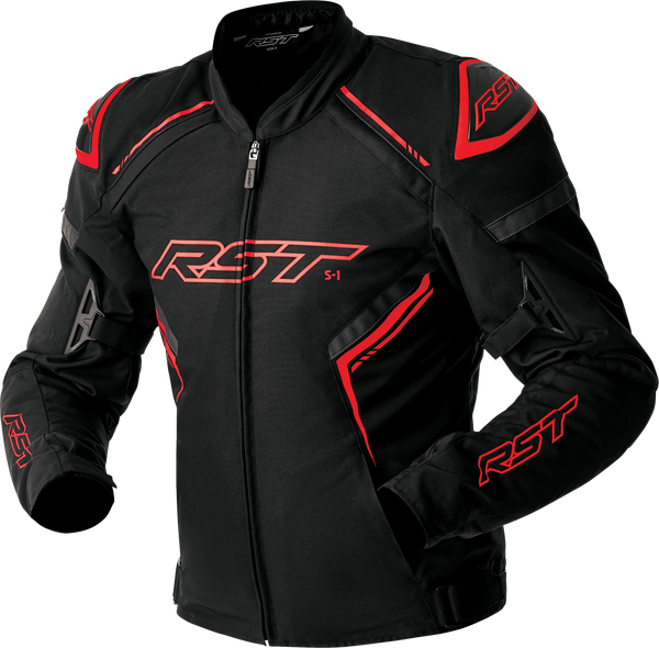 S1 D3O TEXTILE JACKET BLACK/GREY/RED