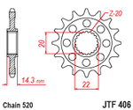 FRONT CS SPROCKET STEEL 16T-520 BMW