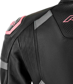 WOMENS S1 D3O LEATHER JACKET BLK/FLO PINK