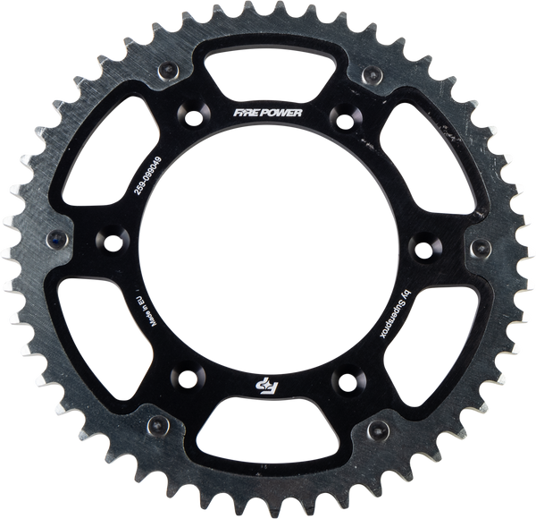 REAR SPROCKET HYBRID 49T BLK/SIL | FPH-990-49-BLK